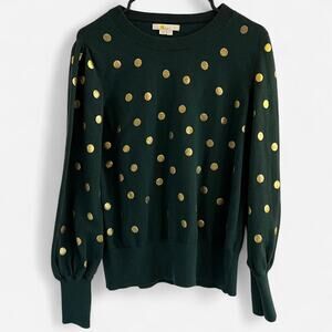 Boden Green Antonia Sweater with Gold Glitter Polka Dots